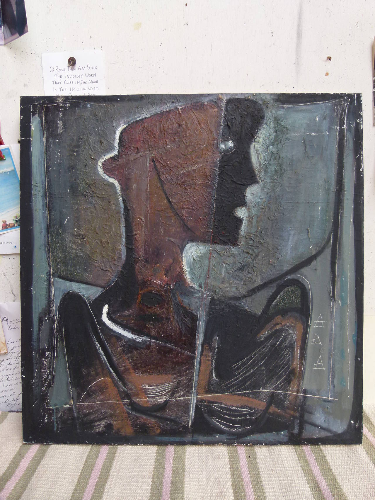 Abstract figurative painting by the British painter / sculptor Alan John c.1978 In Excellent Condition For Sale In London, GB