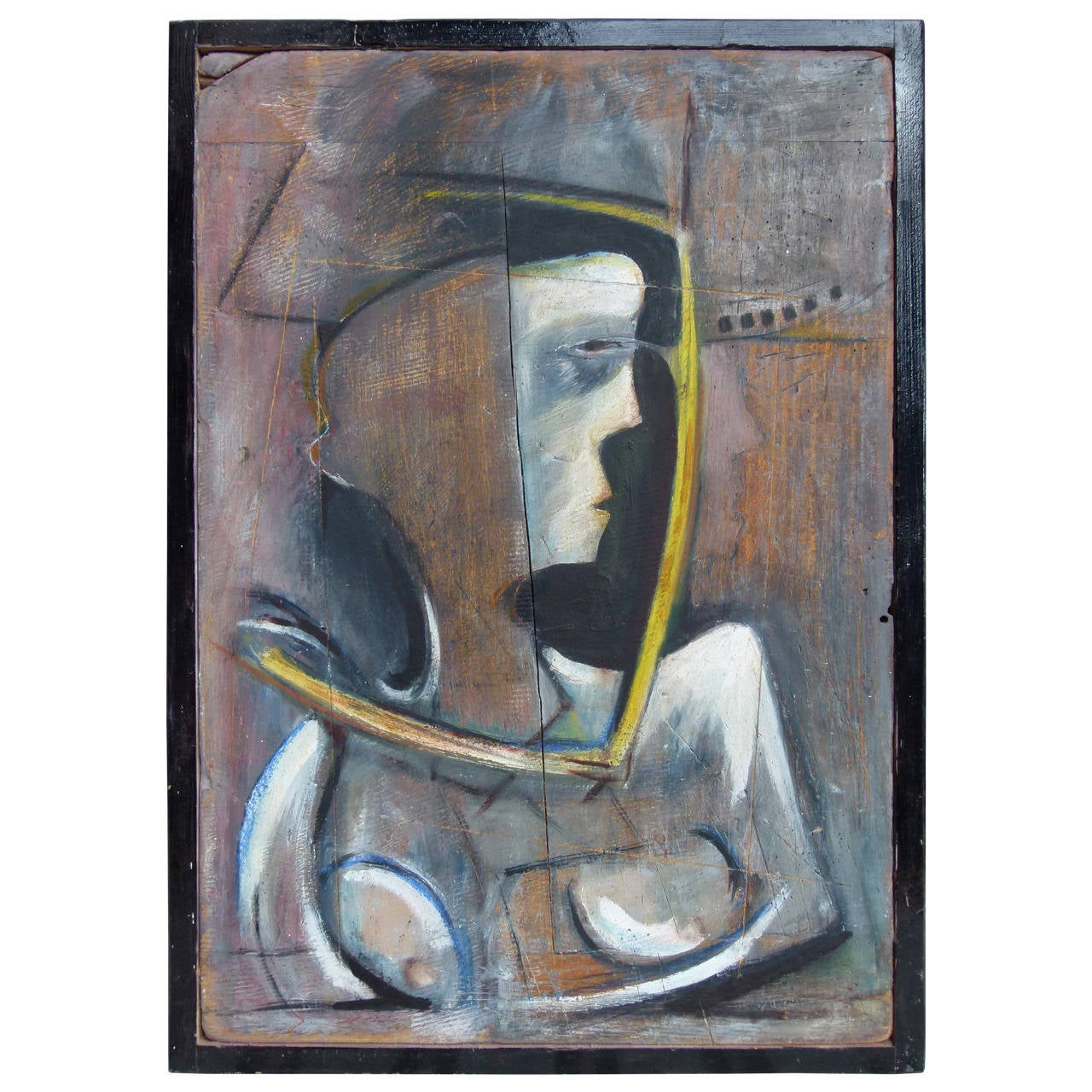 Abstract figurative painting by the British painter / sculptor Alan John c.1978 For Sale