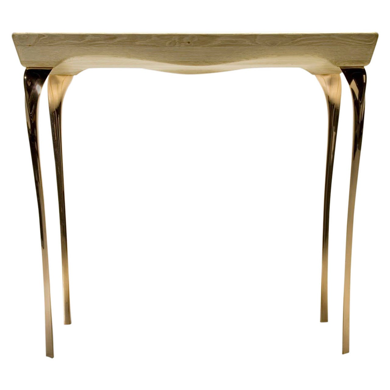 Contemporary Bronze and Oak Console Table by the British Designer Kinsley Byrne For Sale