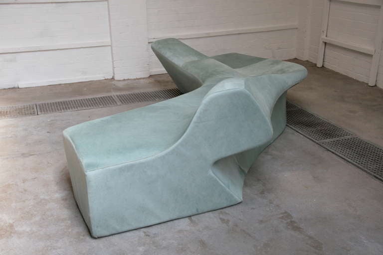 Modern Contemporary Zaha Hadid Moraine Sofa, Aquamarine Pony Hide, circa 2004 For Sale