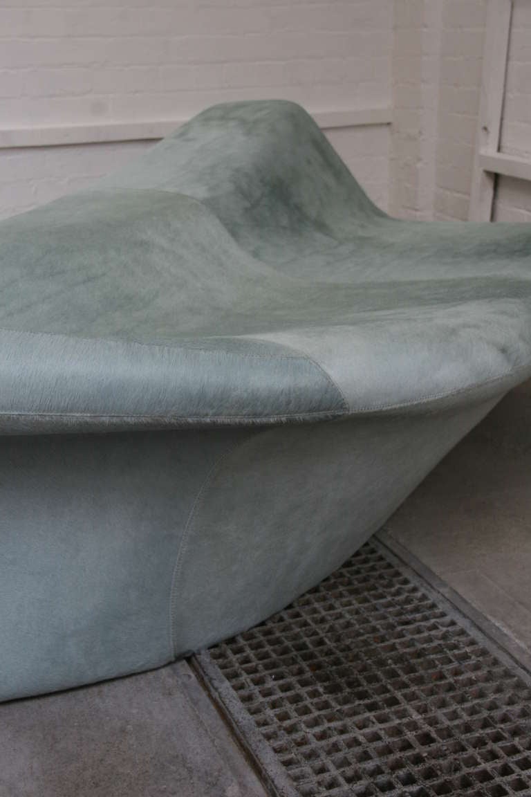 Foam Contemporary Zaha Hadid Moraine Sofa, Aquamarine Pony Hide, circa 2004 For Sale