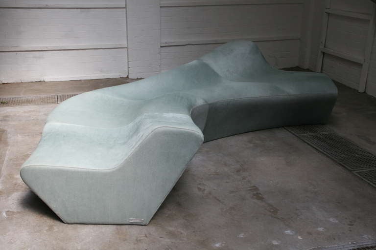 Italian Contemporary Zaha Hadid Moraine Sofa, Aquamarine Pony Hide, circa 2004 For Sale