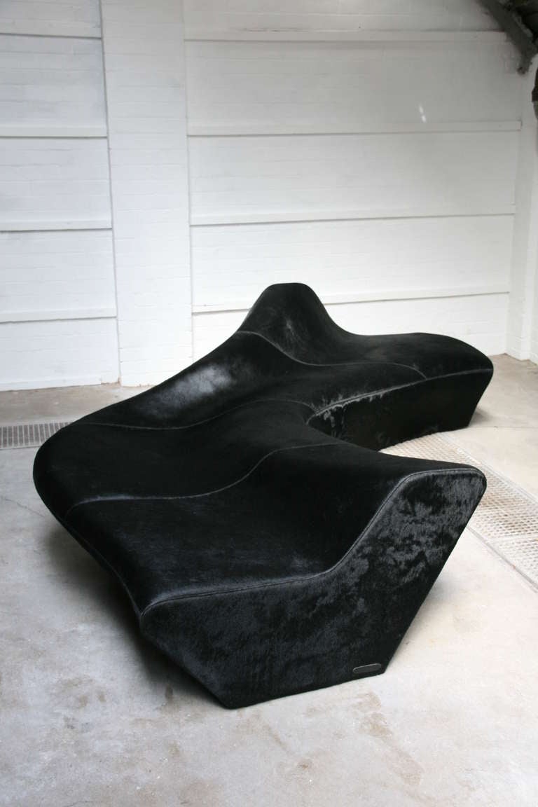 Modern Zaha Hadid Moraine Sofas Upholstered in Black Pony Hide, circa 2000