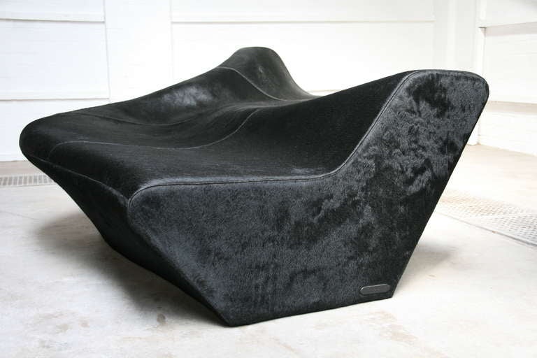 Italian Zaha Hadid Moraine Sofas Upholstered in Black Pony Hide, circa 2000
