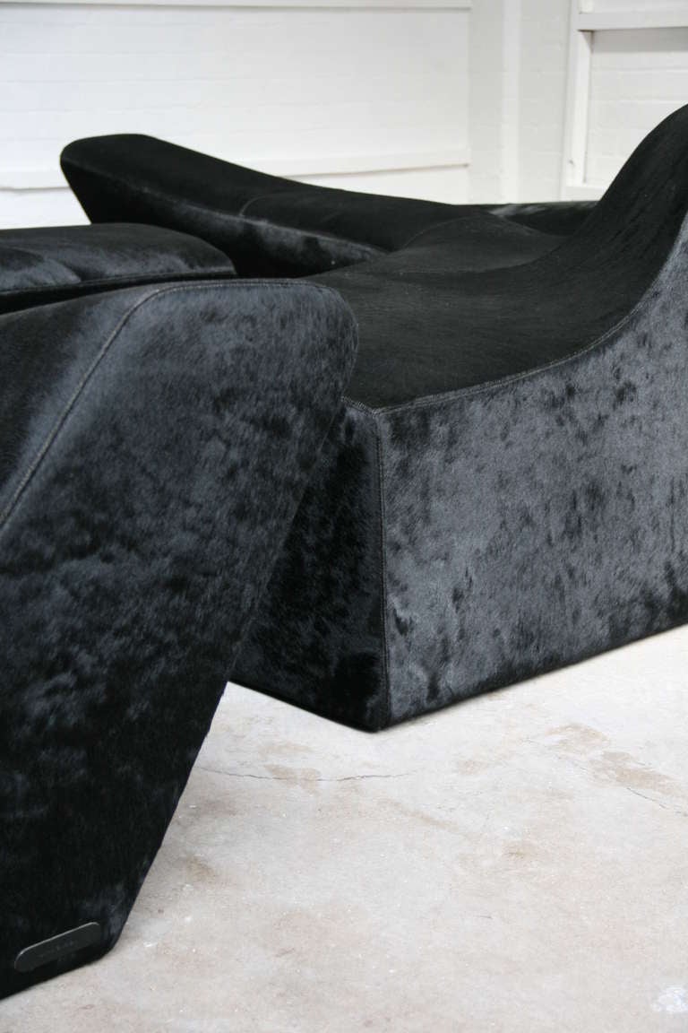 Zaha Hadid Moraine Sofas Upholstered in Black Pony Hide, circa 2000 1