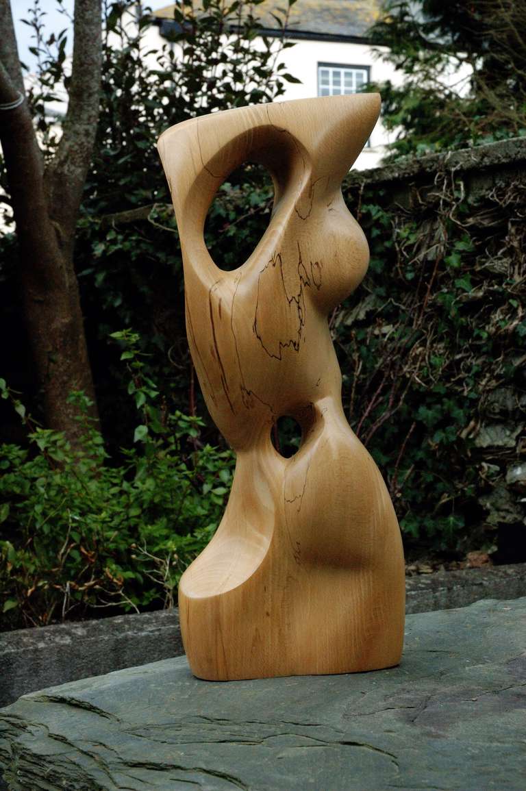 A beautiful contemporary abstract sculpture by British sculptor/painter Guy Eyres. This piece is hand carved from Spalted Beech and stands 43cm high. Beautiful in it's own right, or can be viewed as a maquette for a larger scale work in either wood