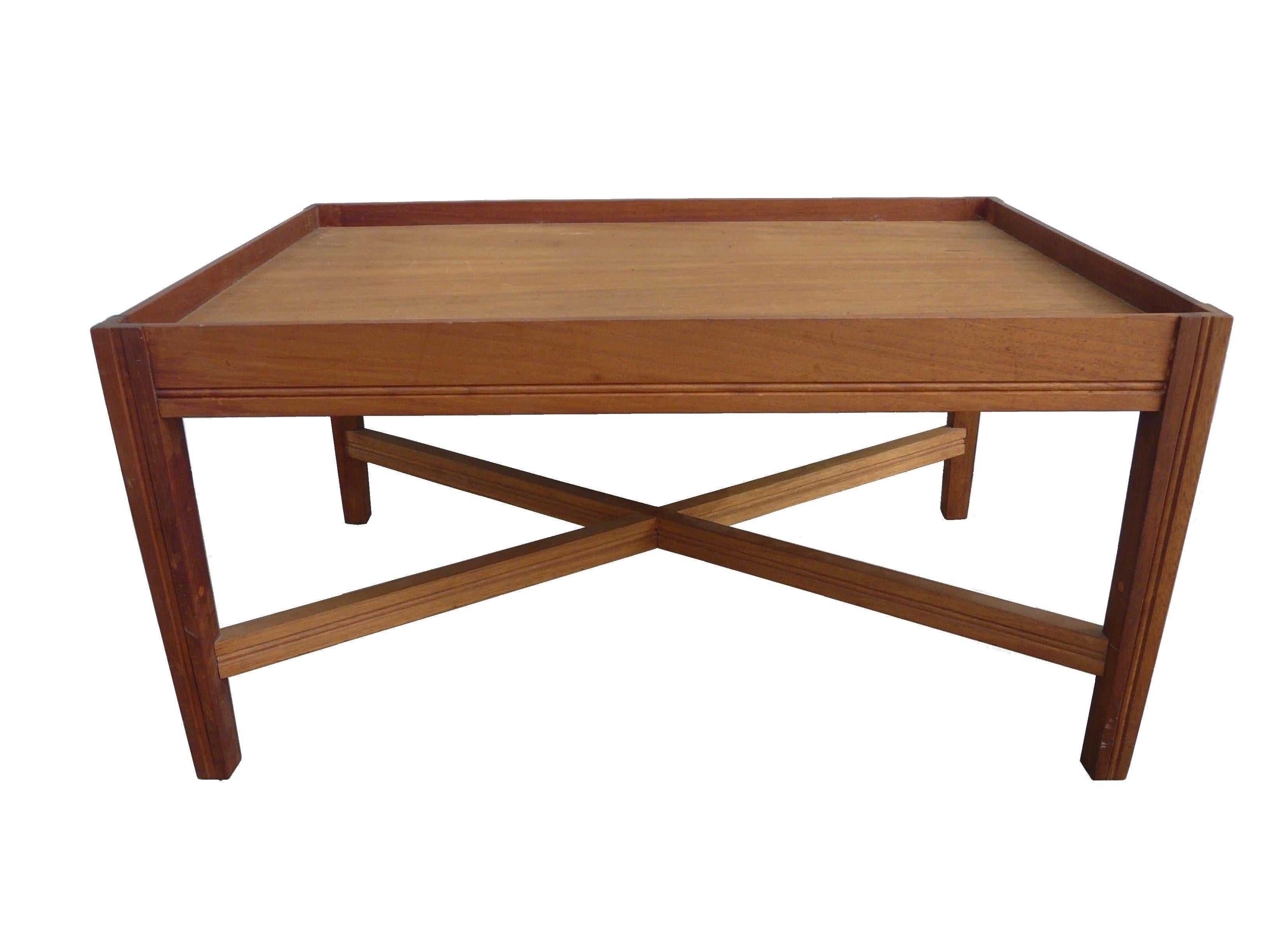 Mid Century Butler's Style Table with X Stretcher For Sale