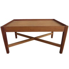Mid Century Butler's Style Table with X Stretcher
