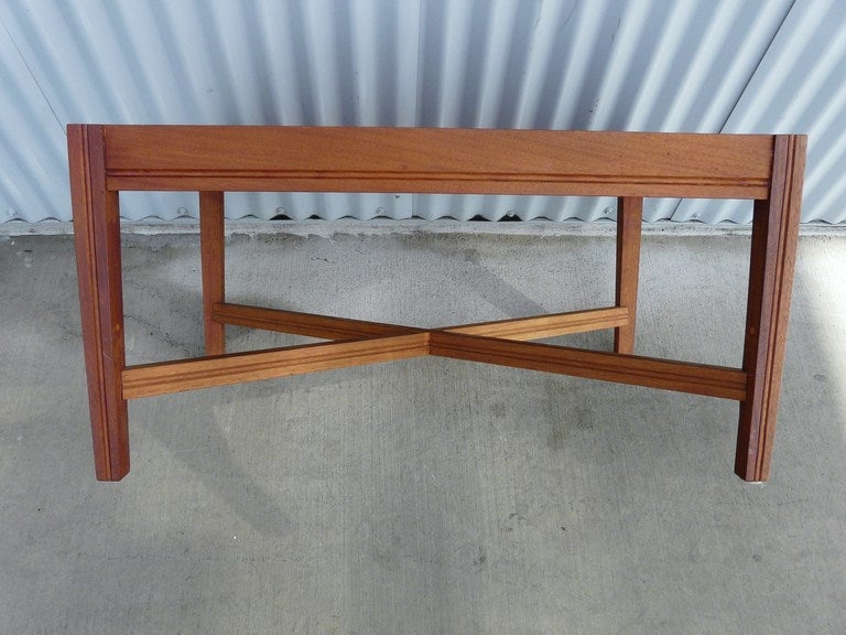 Mid Century Butler's Style Table with X Stretcher In Good Condition For Sale In South Coast, CA