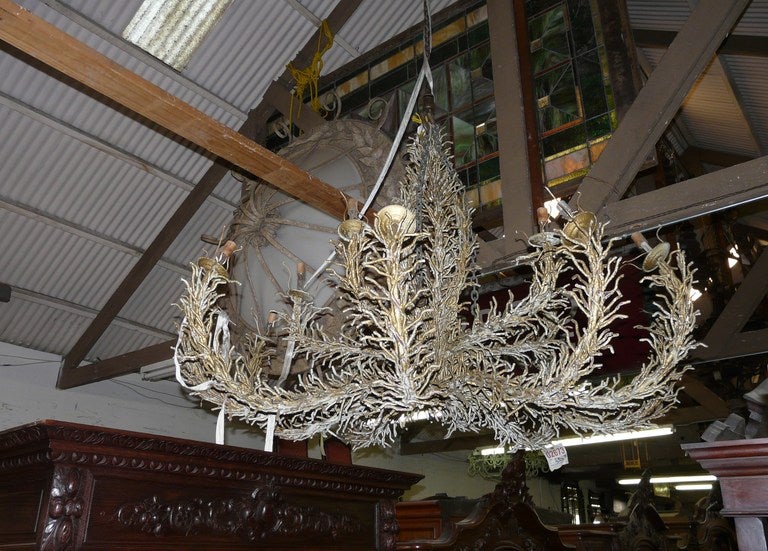 Monumental Vintage Iron Coral Form Chandelier