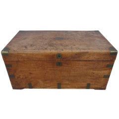 Antique Colonial Campaign Chest Trunk