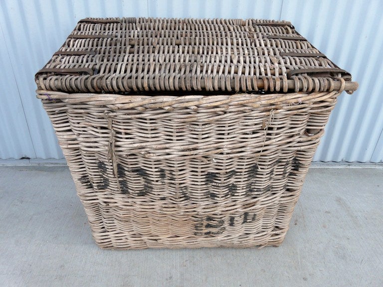 Antique Huge Lidded Basket from Textile Mill