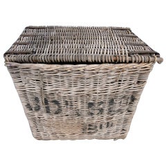 Antique Huge Lidded Basket from Textile Mill