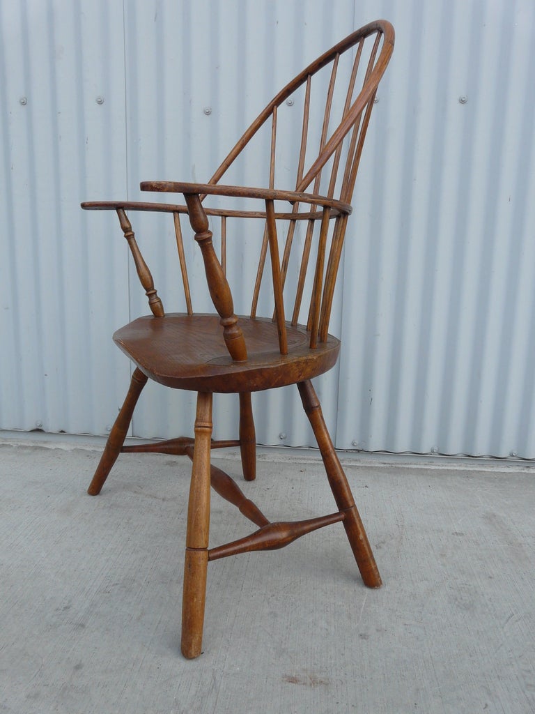 Early American Windsor Arm Chair Faux Bamboo For Sale 1
