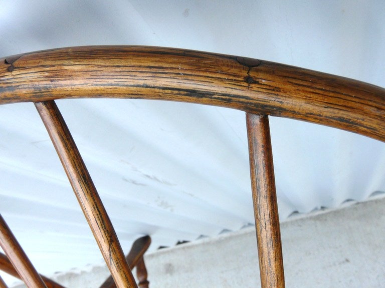 Wood Early American Windsor Arm Chair Faux Bamboo For Sale