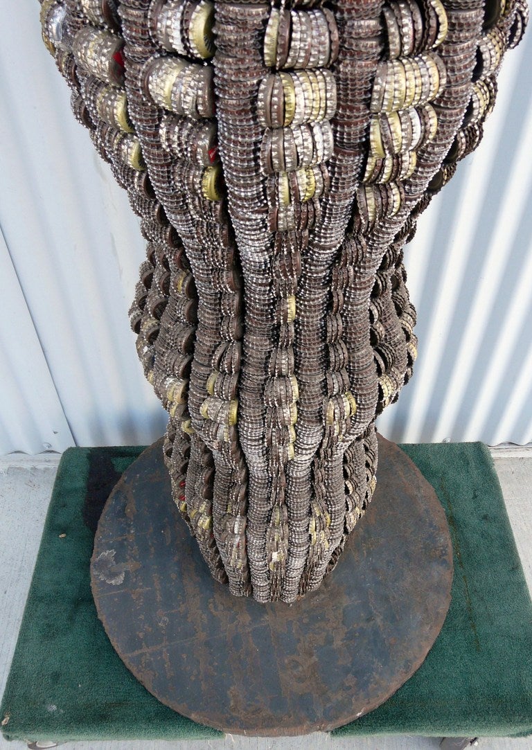 Monumental Clare Graham Bottle Cap Sculpture Torchiere In Excellent Condition For Sale In South Coast, CA