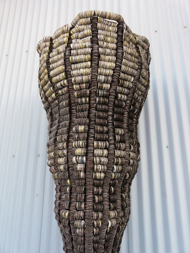 20th Century Monumental Clare Graham Bottle Cap Sculpture Torchiere For Sale