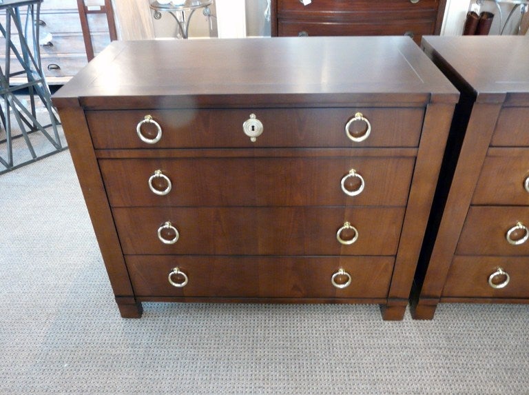 American Pair Bachelor Chests by Baker Vintage Hollywood Regency Neoclassic For Sale