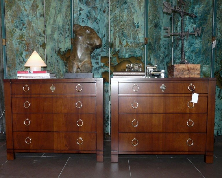 Pair Bachelor Chests by Baker Vintage Hollywood Regency Neoclassic In Excellent Condition For Sale In South Coast, CA