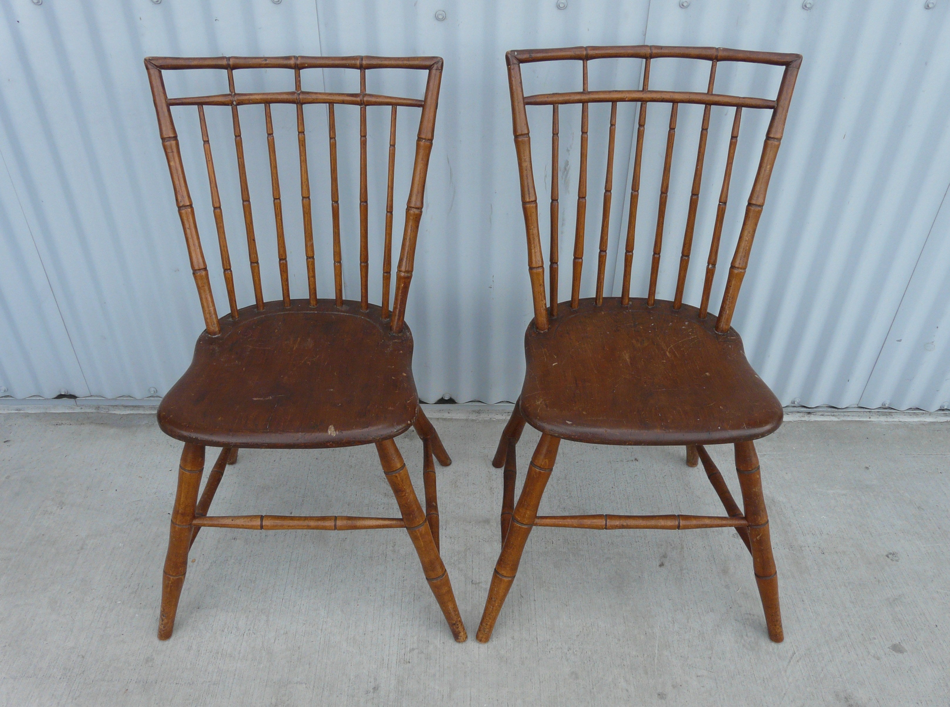 Pair Early American Birdcage Windsor Chairs For Sale