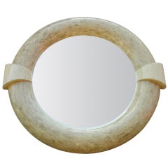 Huge Round Mirror Springer Style Faux Ivory