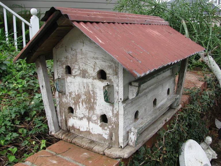 Large Old Dovecote Folk Art Birdhouse In Distressed Condition For Sale In South Coast, CA