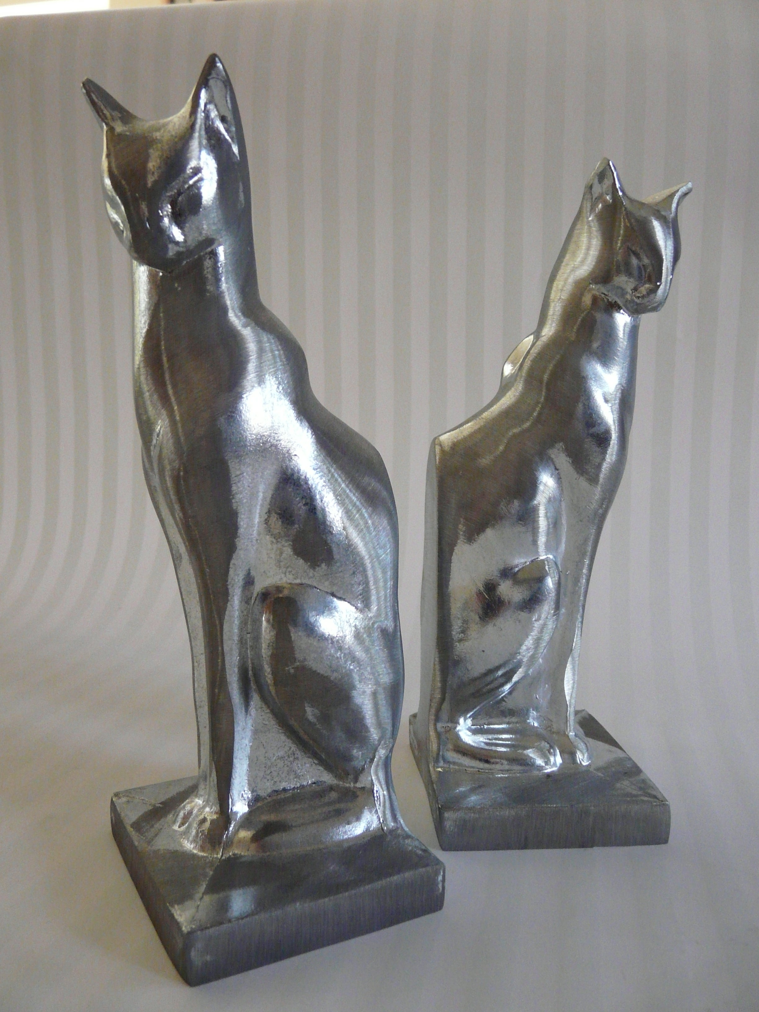 Pair Vintage Frankart Cat Bookends Art Deco