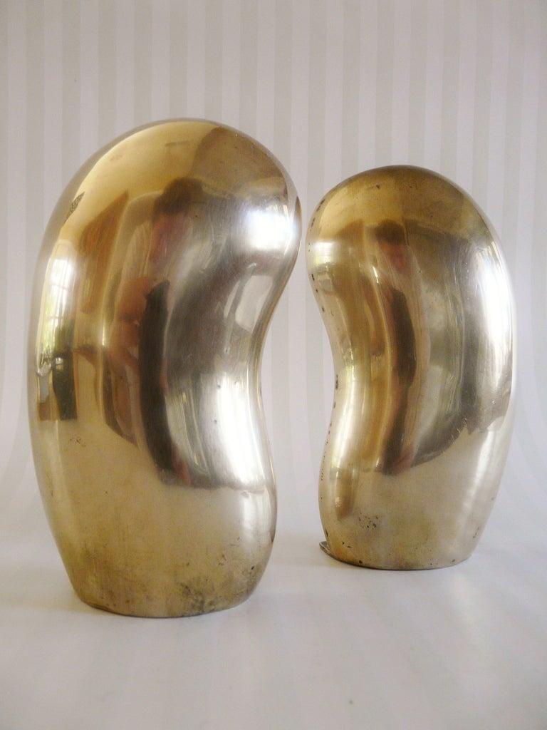 Vintage Pair Brass Biomorphic Bookends Peretti Style
