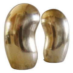 Vintage Pair Brass Biomorphic Bookends Peretti Style
