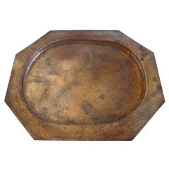 Large Octogonal Hammered Copper Tray Arts & Crafts 