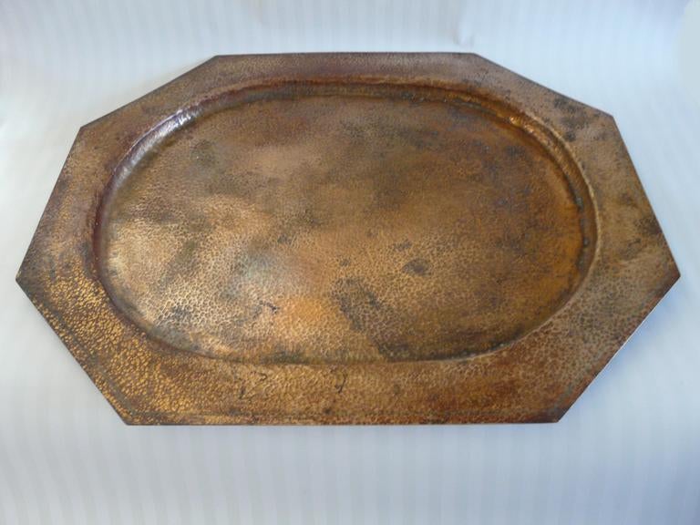 Large Octogonal Hammered Copper Tray Arts & Crafts