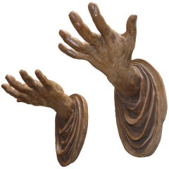 Large Pair Bracket Shelf Sconces as Hands