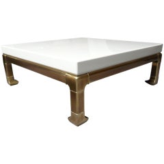 Mastercraft Faux Bamboo Brass & Lacquer Coffee Table 