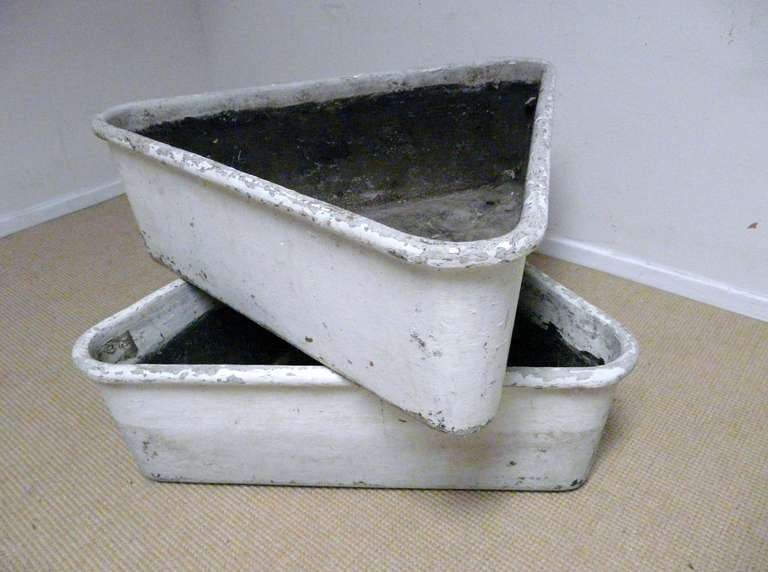 Huge Pair Vintage Triangle Planters from Mid Century Paris