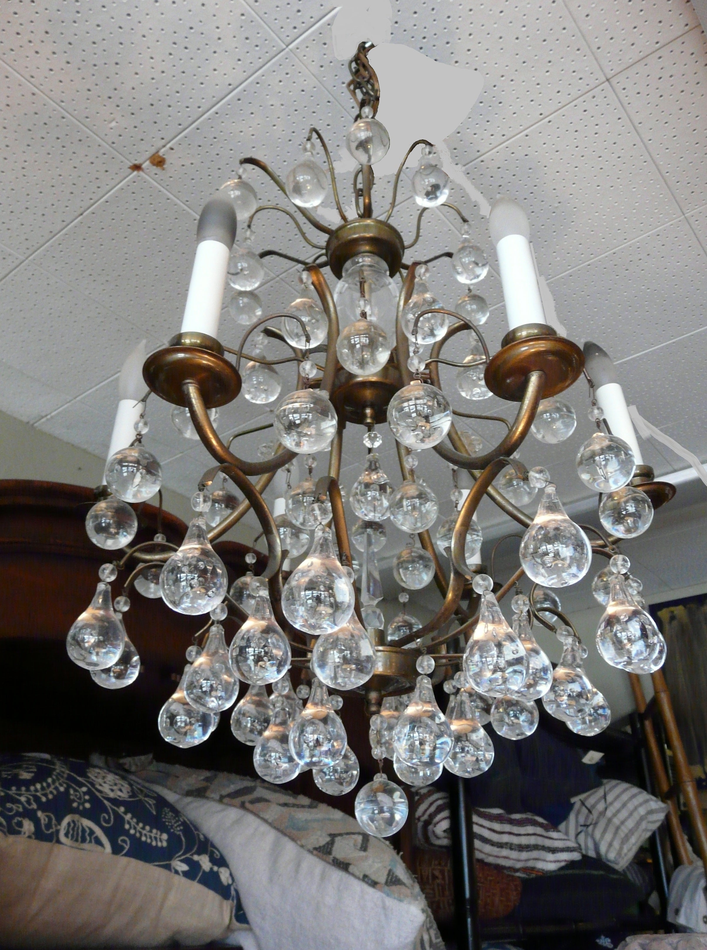 Fabulous Vintage French Chandelier Crystal Spheres 
Teardrops For Sale