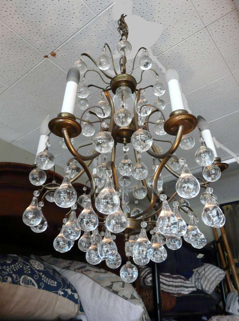 Fabulous Vintage French Chandelier Crystal Spheres & Teardrops