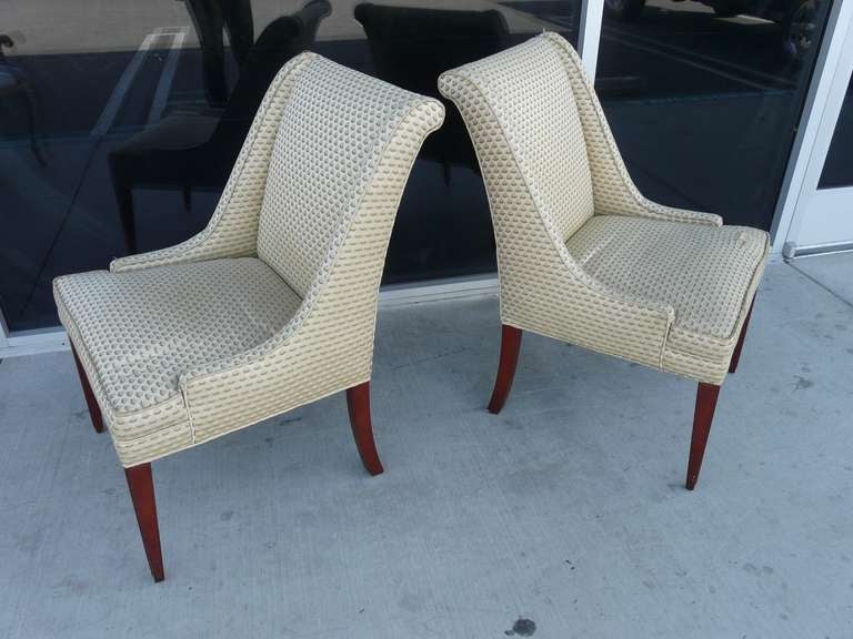 Pair Slipper Chairs 1966 Hollywood Regency French Empire Style
