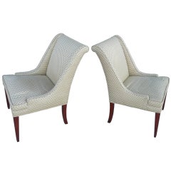 Vintage Pair Slipper Chairs 1966 Hollywood Regency French Empire Style