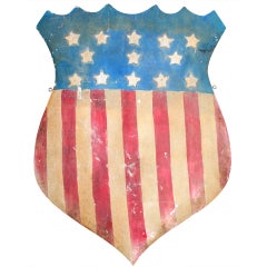 Large Old Trade Sign American Flag Shield Folk Art