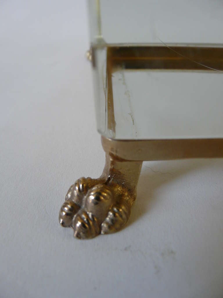 Large Dore Mounted Crystal Box Casket on Hairy Paw Feet Murano For Sale 1