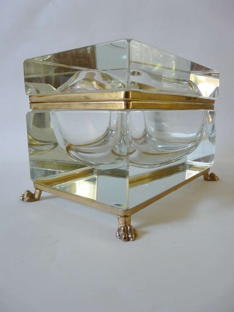 Large Dore Mounted Crystal Box Casket on Hairy Paw Feet Murano For Sale 2