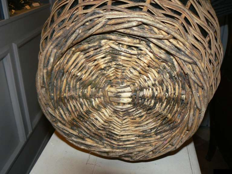 20th Century Group of 3 Vintage French Provencal Bonbonnieres / Demijonns in Basket For Sale