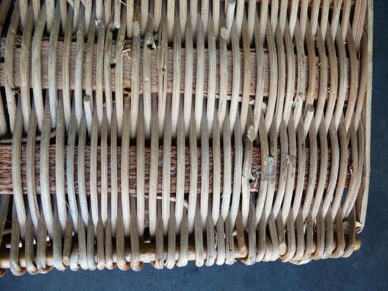 Antique Large Basket Trunk Leather Handles Touring Era 4