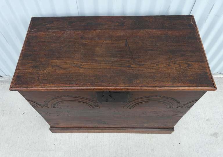 British Antique Carriage House Chest Hand Tooled English Oak 19th c Wonderful Size For Sale