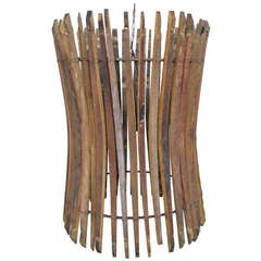 Used Huge Industrial Style Wood Slat Light Fixture Chandelier