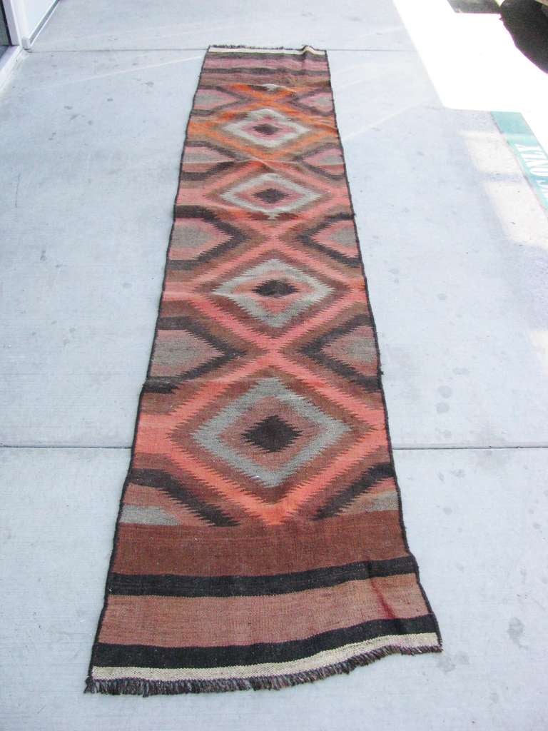 Old Turkish Wool Runner Colorful Anatolian Kilim Gorgeous For Sale 4