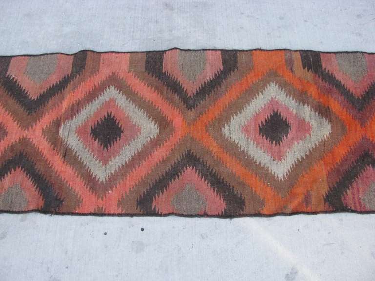 Old Turkish Wool Runner Colorful Anatolian Kilim Gorgeous For Sale 1