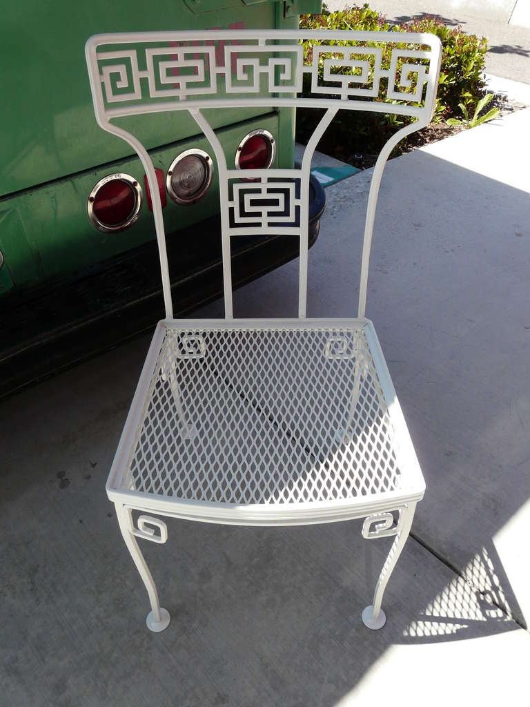 1930's Hollywood Regency Patio Table & 10 Chairs Cast Iron Greek Key For Sale 1