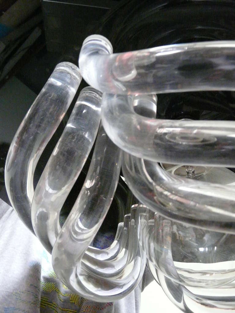 Vintage Lucite Chandelier Sculptural 2 Tier Modern Fixture For Sale 1