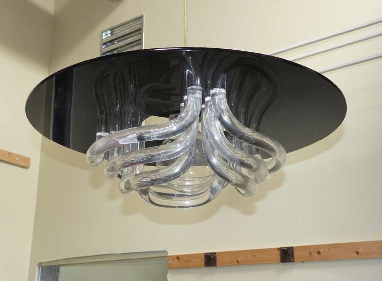 Vintage Lucite Chandelier Sculptural 2 Tier Modern Fixture For Sale 4